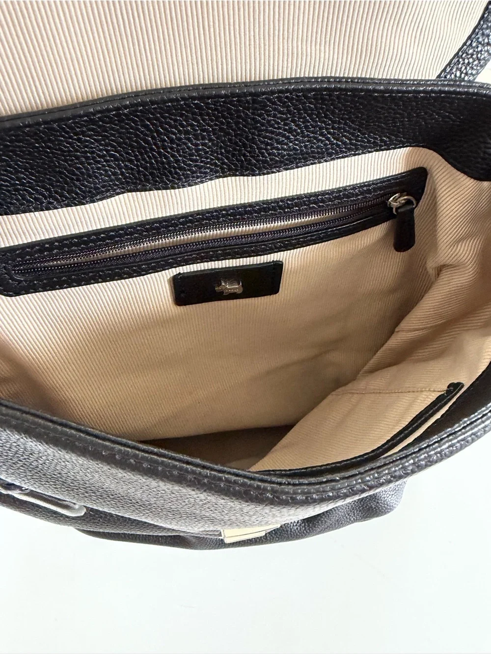 RADLEY LONDON Black Pebbled Leather Flap Backpack